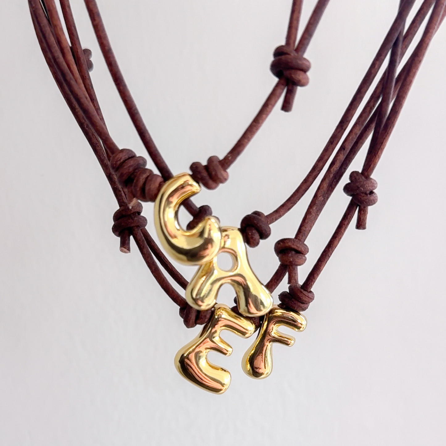 Bubble Initial Cord Necklace