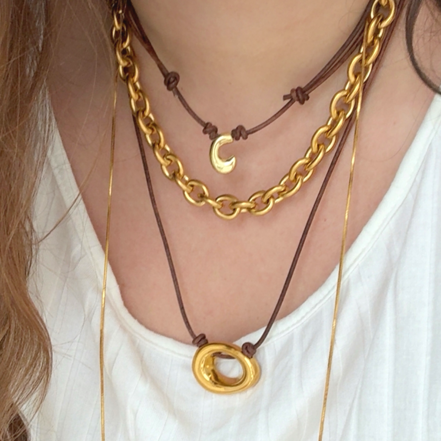 Bubble Initial Cord Necklace