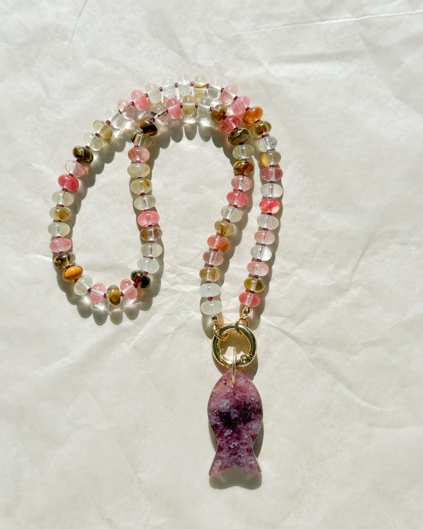 Cherry Fire Quartz Charm Necklace