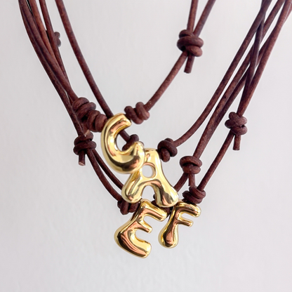 Bubble Initial Cord Necklace